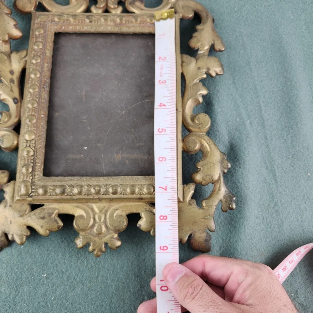 Sweet Antique Cast Gilded Brass Baroque Florentine Picture Photo Frame Rococo
